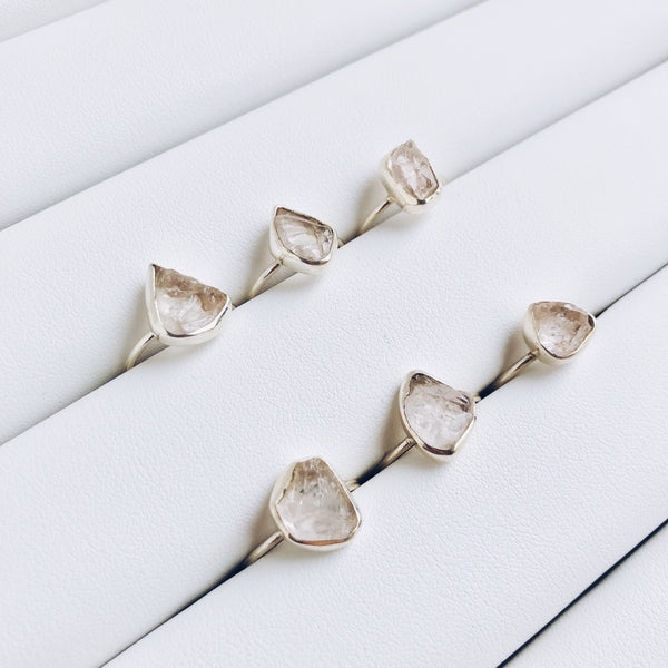 Raw Rose Quartz Gemstone Ring in 925 Sterling Silver - Crystal Of A Kind