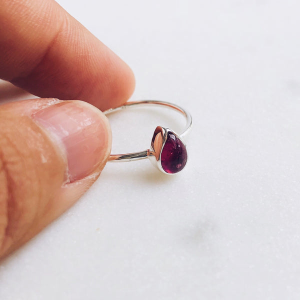 Ruby Teardrop Ring in 925 Sterling Silver - Crystal Of A Kind