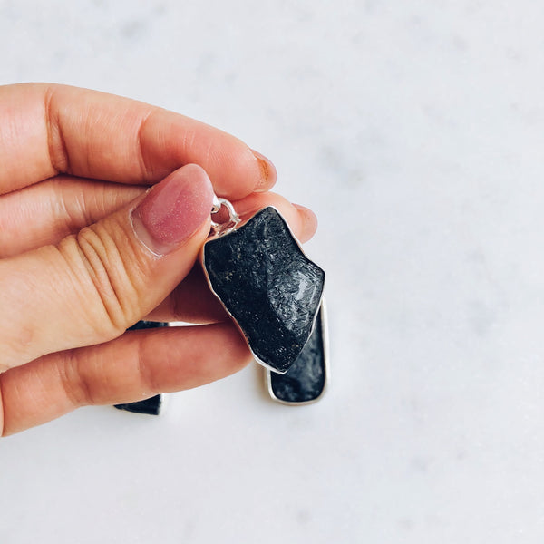 Black Tourmaline Pendant in 925 Sterling Silver