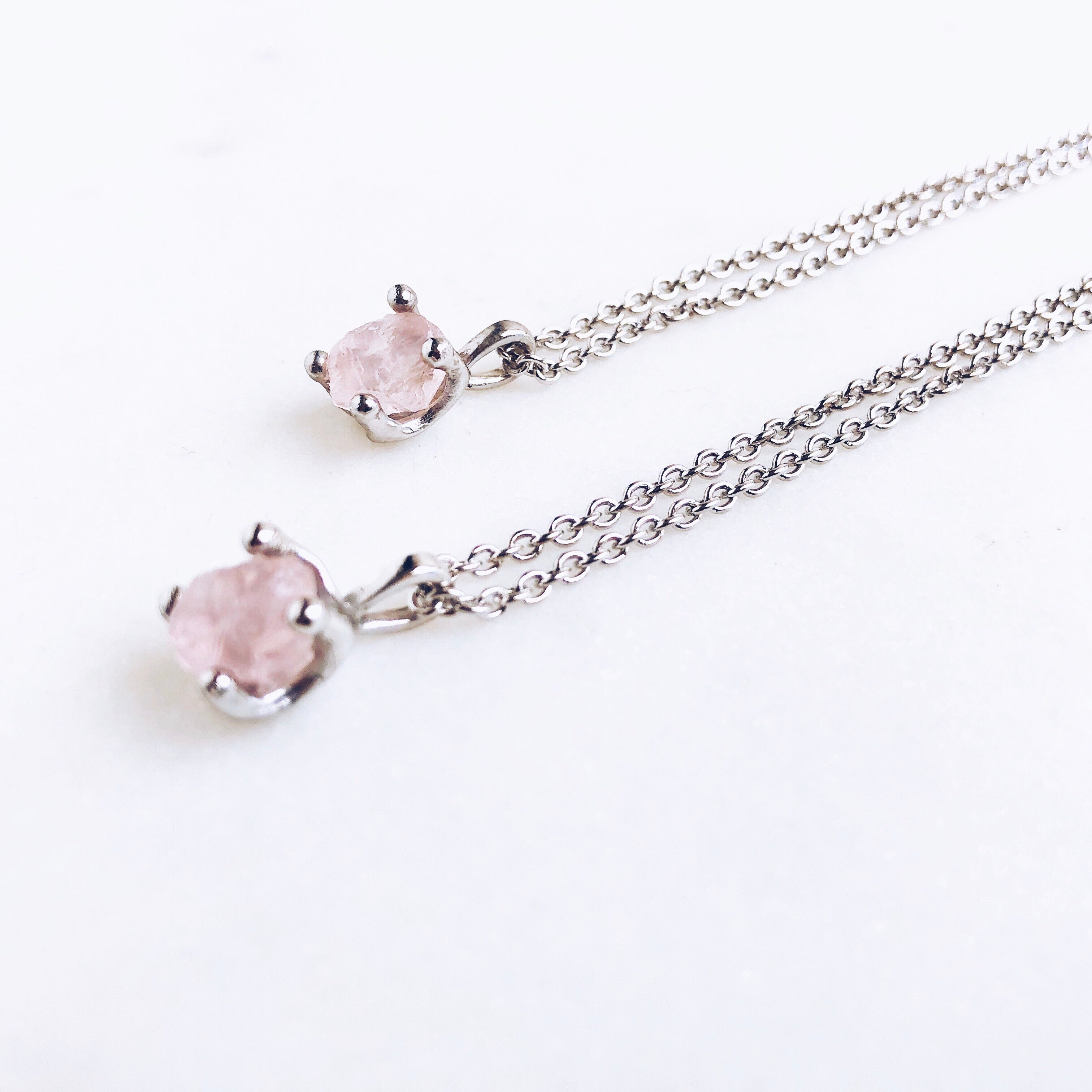 Rose quartz store necklace sterling silver