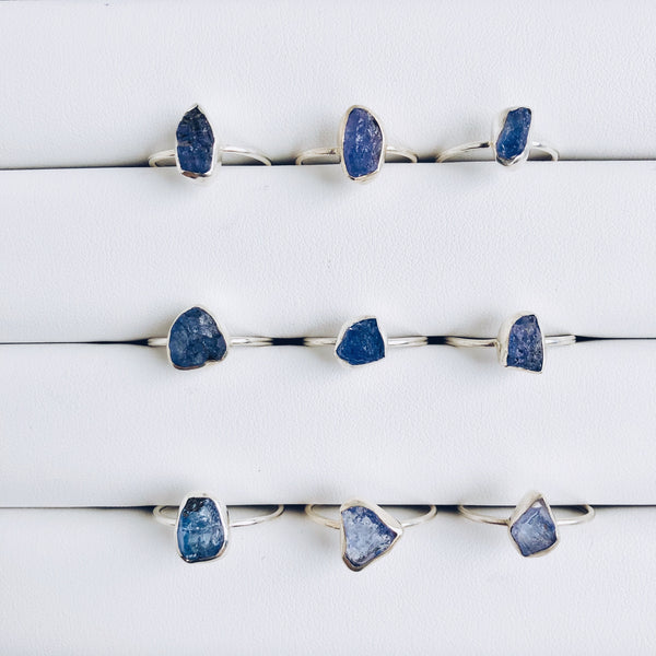 Raw Tanzanite Gemstone Ring in 925 Sterling Silver - Crystal Of A Kind