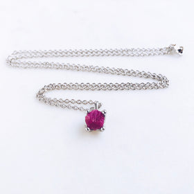 Raw Ruby Necklace in Silver - Crystal Of A Kind
