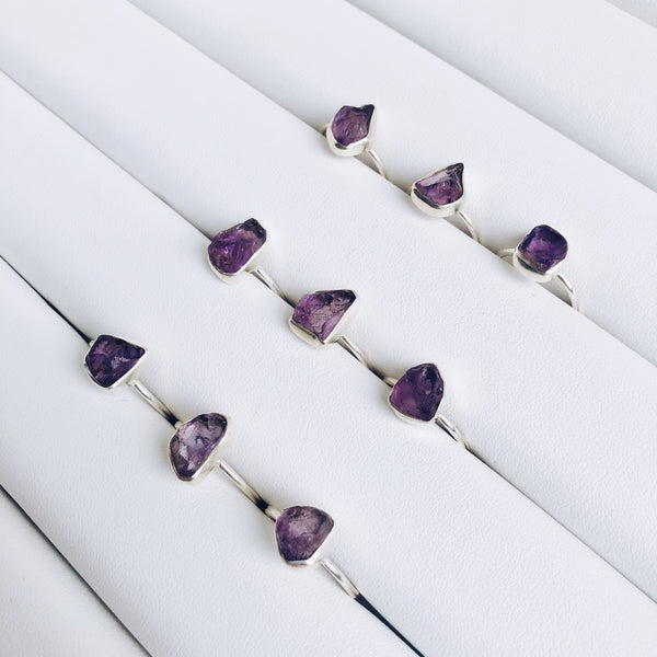 Raw Amethyst Gemstone Ring in 925 Sterling Silver - Crystal Of A Kind