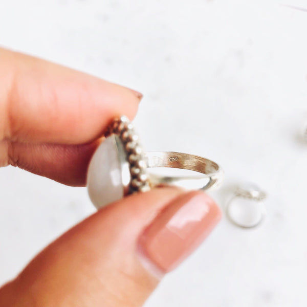 Larimar Solaris Teardrop Ring in 925 Sterling Silver - Crystal Of A Kind