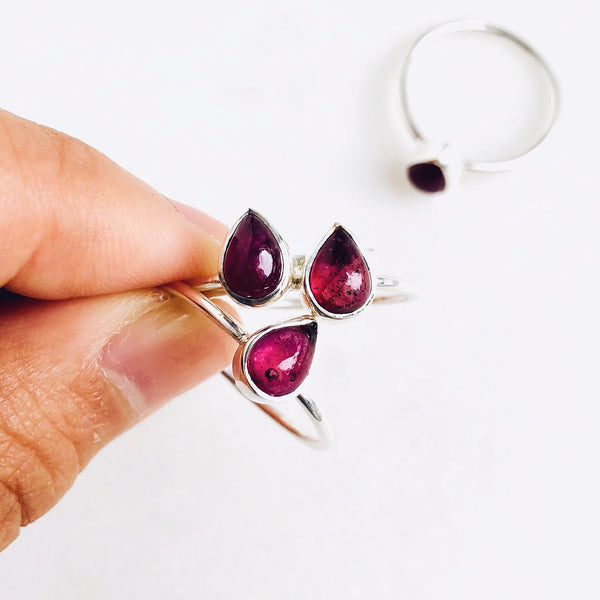 Ruby Teardrop Ring in 925 Sterling Silver - Crystal Of A Kind