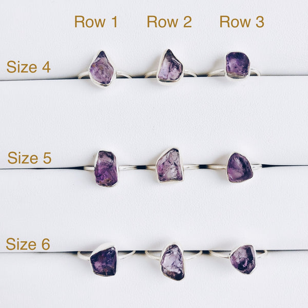 Raw Amethyst Gemstone Ring in 925 Sterling Silver - Crystal Of A Kind