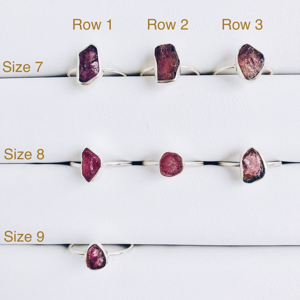 Raw Pink Tourmaline Gemstone Ring in 925 Sterling Silver - Crystal Of A Kind