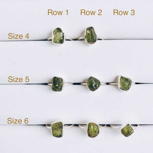 Raw Peridot Gemstone Ring in 925 Sterling Silver - Crystal Of A Kind