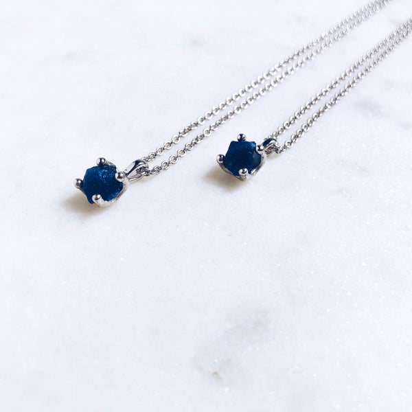 Raw Sapphire Necklace in Silver - Crystal Of A Kind