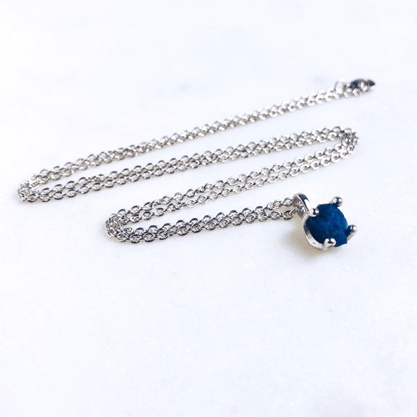 Raw Sapphire Necklace in Silver - Crystal Of A Kind