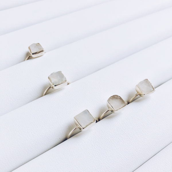 Raw Moonstone Ring in 925 Sterling Silver - Crystal Of A Kind