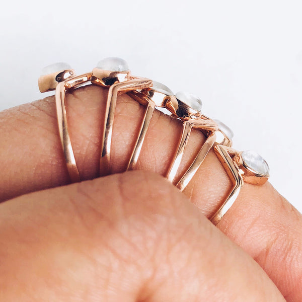 Moonstone Astral Teardrop Ring in Rose Gold Vermeil - Crystal Of A Kind