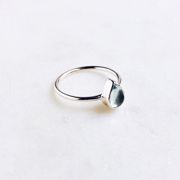 Aquamarine Teardrop Ring in 925 Sterling Silver - Crystal Of A Kind