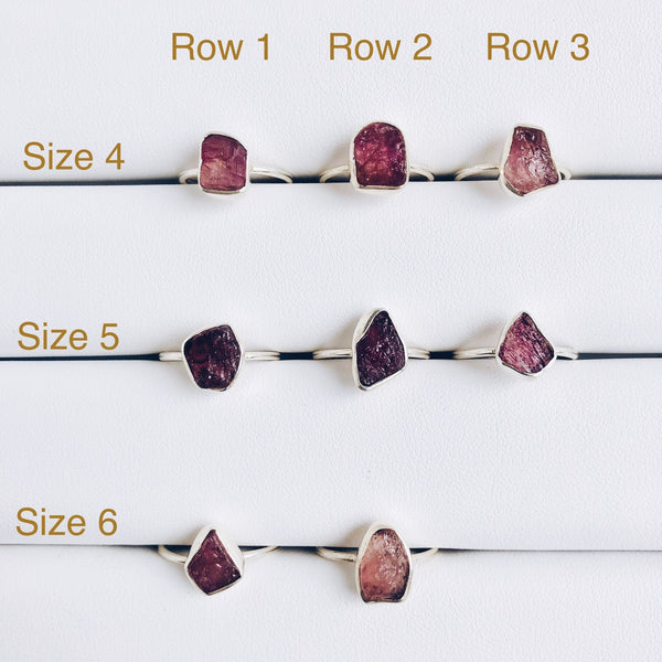Raw Pink Tourmaline Gemstone Ring in 925 Sterling Silver - Crystal Of A Kind