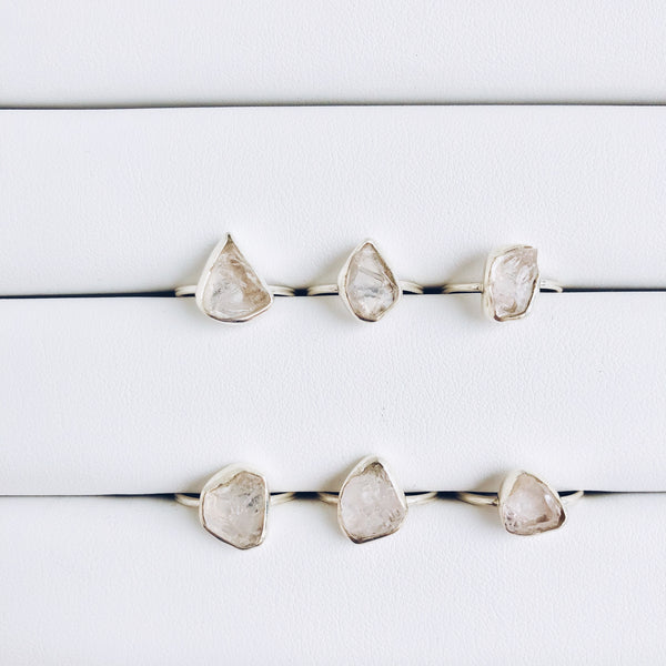 Raw Rose Quartz Gemstone Ring in 925 Sterling Silver - Crystal Of A Kind