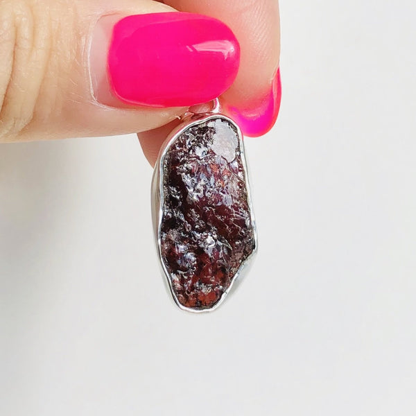 Raw Pink Tourmaline Pendant in 925 Sterling Silver - Crystal Of A Kind