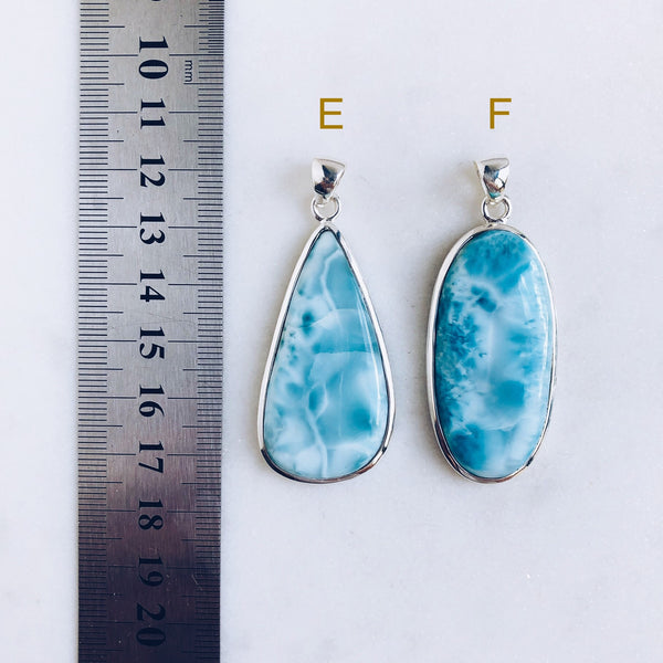 Larimar Pendant in 925 Sterling Silver - Crystal Of A Kind