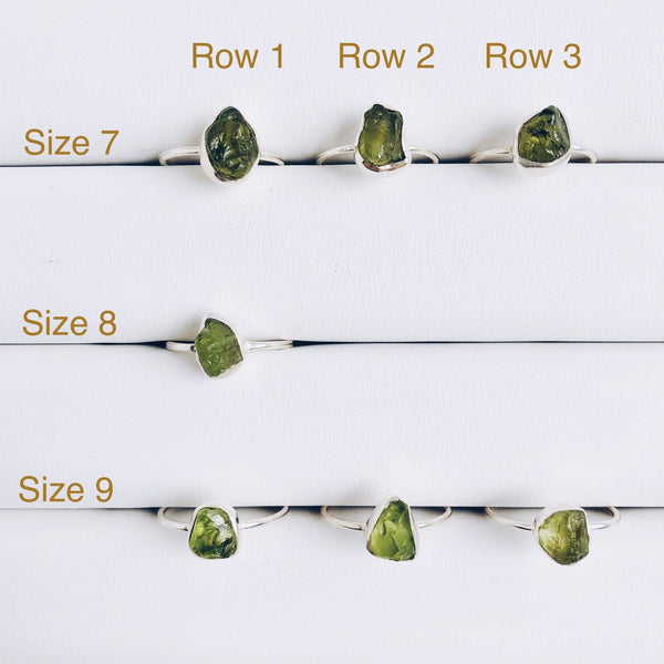 Raw Peridot Gemstone Ring in 925 Sterling Silver - Crystal Of A Kind