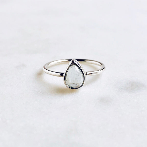 Aquamarine Teardrop Ring in 925 Sterling Silver - Crystal Of A Kind