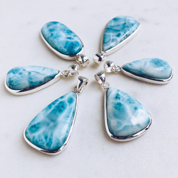 Larimar Pendant in 925 Sterling Silver - Crystal Of A Kind