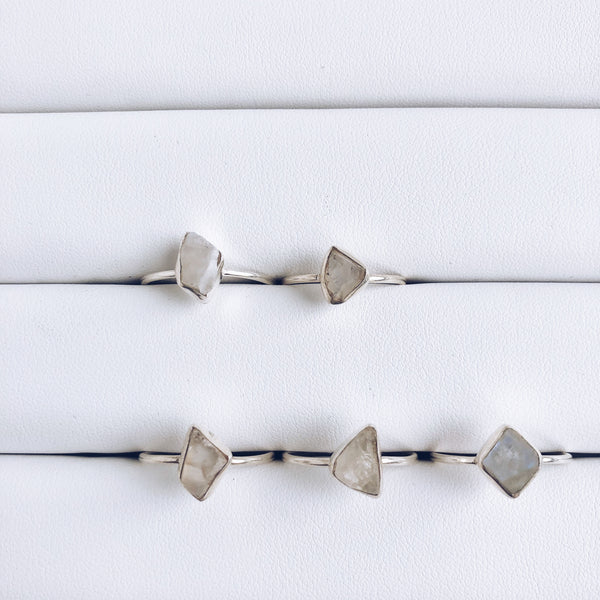 Raw Moonstone Ring in 925 Sterling Silver - Crystal Of A Kind