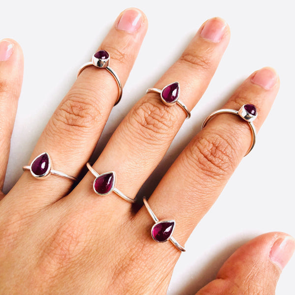 Ruby Teardrop Ring in 925 Sterling Silver - Crystal Of A Kind