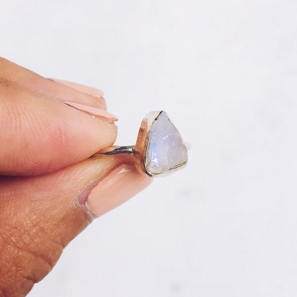Raw Moonstone Ring in 925 Sterling Silver - Crystal Of A Kind