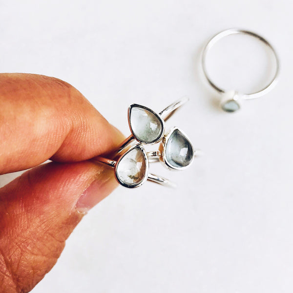 Aquamarine Teardrop Ring in 925 Sterling Silver - Crystal Of A Kind