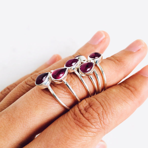 Ruby Teardrop Ring in 925 Sterling Silver - Crystal Of A Kind