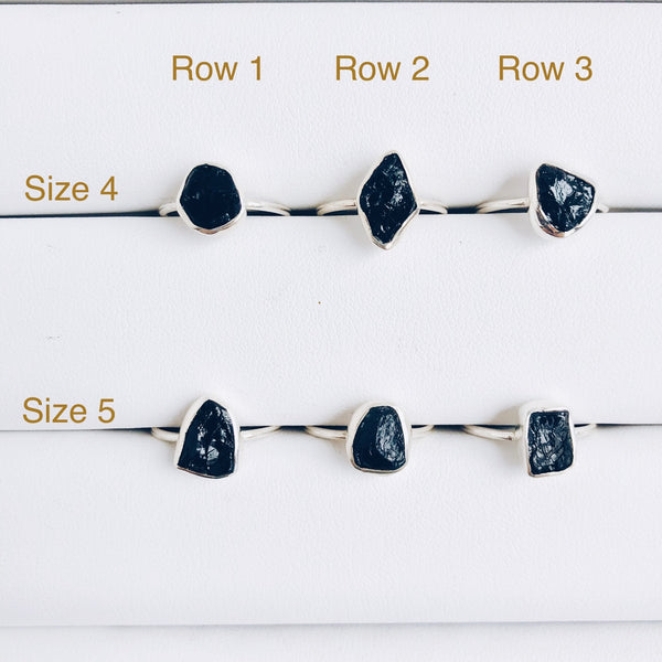 Raw Black Tourmaline Gemstone Ring in 925 Sterling Silver - Crystal Of A Kind