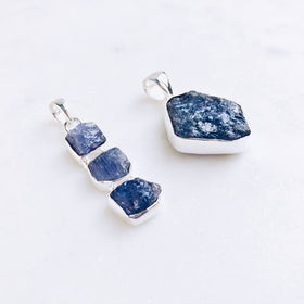 Raw Tanzanite Pendant in 925 Sterling Silver - Crystal Of A Kind