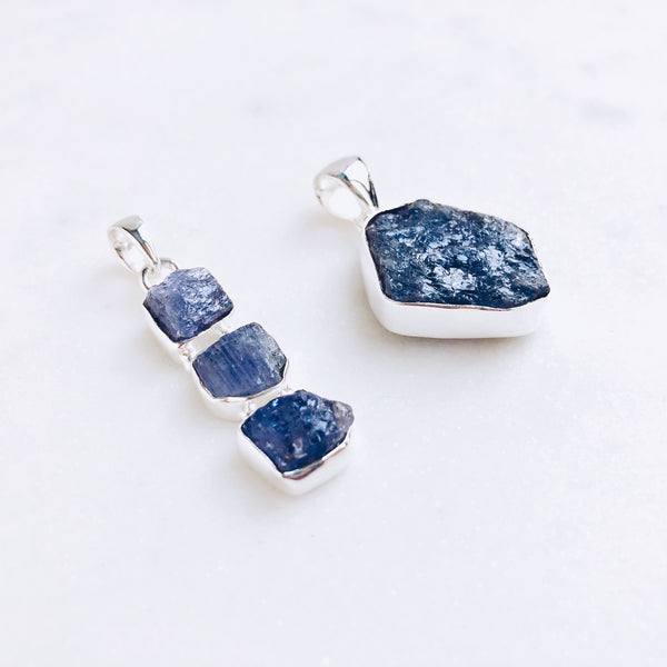 Raw Tanzanite Pendant in 925 Sterling Silver - Crystal Of A Kind