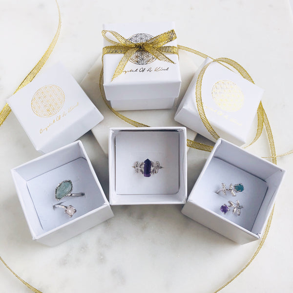 Raw Rose Quartz Leaves Ring in Silver - Crystal Of A Kind