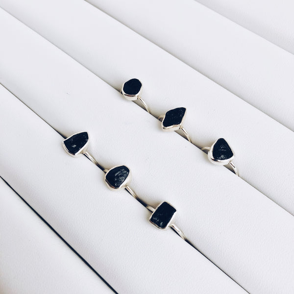 Raw Black Tourmaline Gemstone Ring in 925 Sterling Silver - Crystal Of A Kind