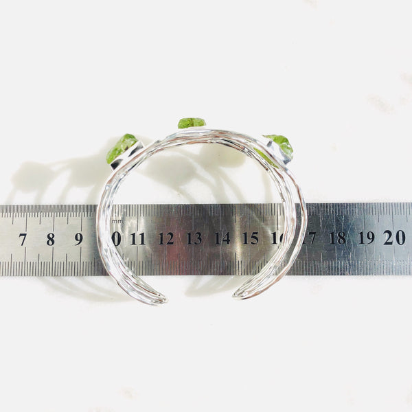Raw Peridot Bangle in 925 Sterling Silver - Crystal Of A Kind
