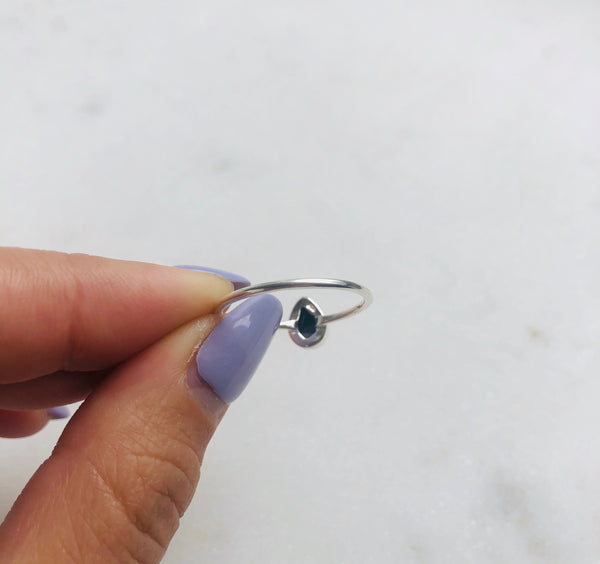 Black Tourmaline Teardrop Ring in 925 Sterling Silver - Crystal Of A Kind