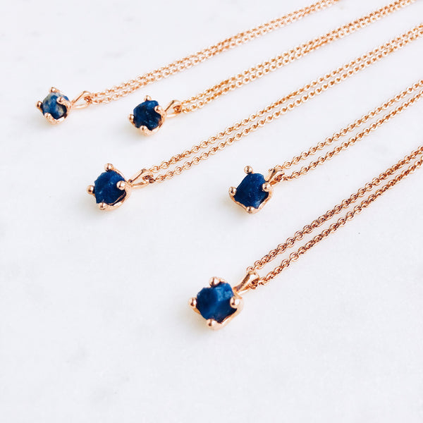 Raw Sapphire Necklace in Rose Gold - Crystal Of A Kind