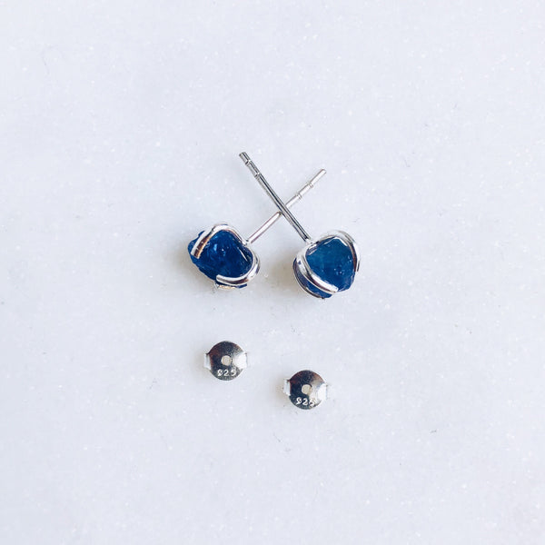 Raw Tanzanite Stud Earrings in 925 Sterling Silver - Crystal Of A Kind