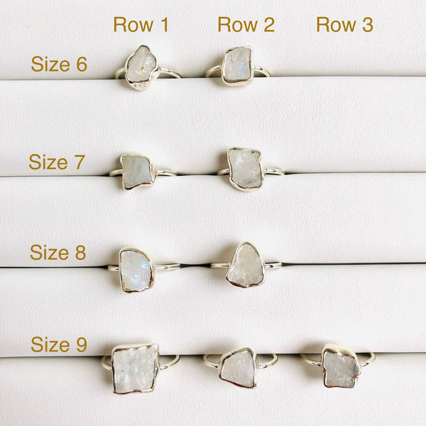 Fine Raw Moonstone Gemstone Ring in 925 Sterling Silver