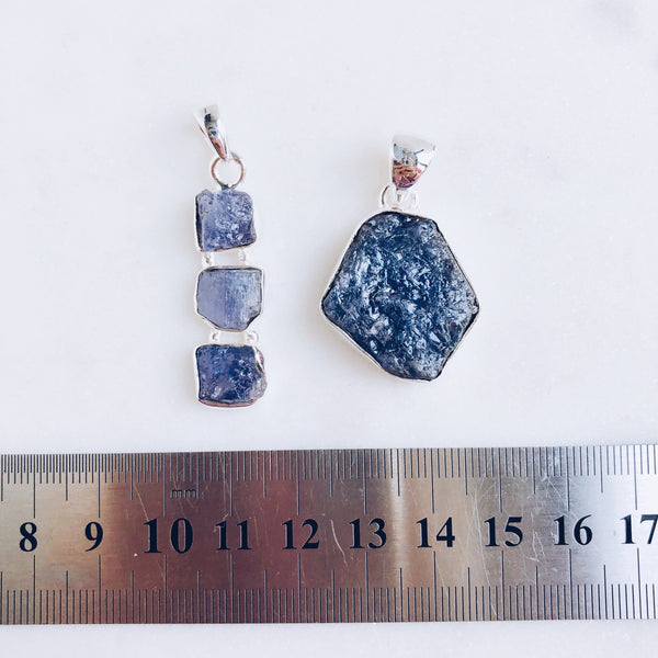 Raw Tanzanite Pendant in 925 Sterling Silver - Crystal Of A Kind