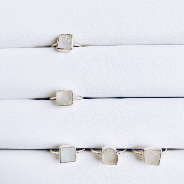Raw Moonstone Ring in 925 Sterling Silver - Crystal Of A Kind