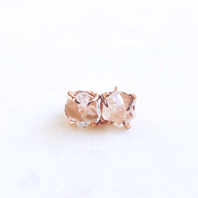 Raw White Topaz Stud Earrings in Rose Gold - Crystal Of A Kind