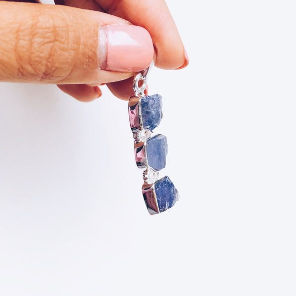 Raw Tanzanite Pendant in 925 Sterling Silver - Crystal Of A Kind
