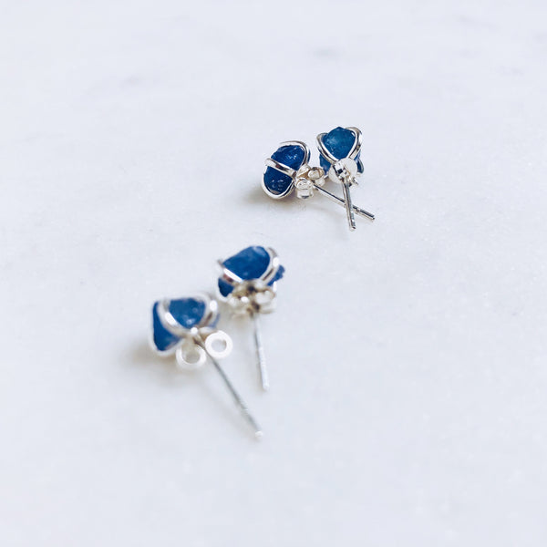 Raw Tanzanite Stud Earrings in 925 Sterling Silver - Crystal Of A Kind