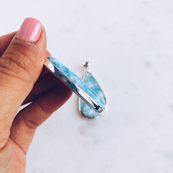 Larimar Pendant in 925 Sterling Silver - Crystal Of A Kind