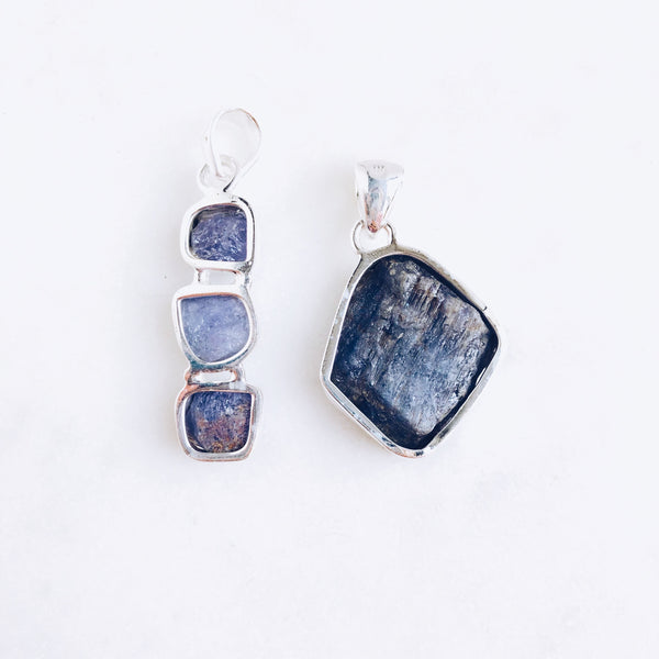 Raw Tanzanite Pendant in 925 Sterling Silver - Crystal Of A Kind