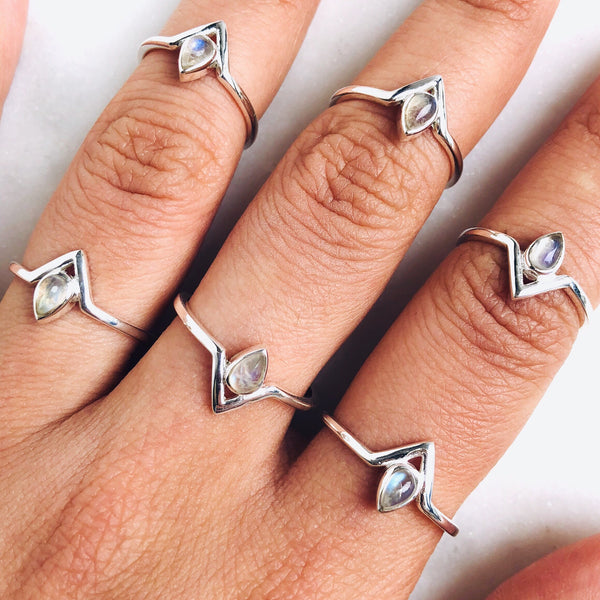 Moonstone Astral Teardrop Ring in 925 Sterling Silver - Crystal Of A Kind