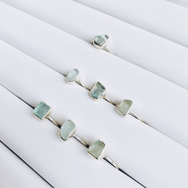 Raw Aquamarine Rings in 925 Sterling Silver - Crystal Of A Kind