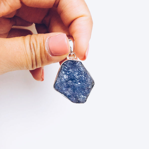 Raw Tanzanite Pendant in 925 Sterling Silver - Crystal Of A Kind