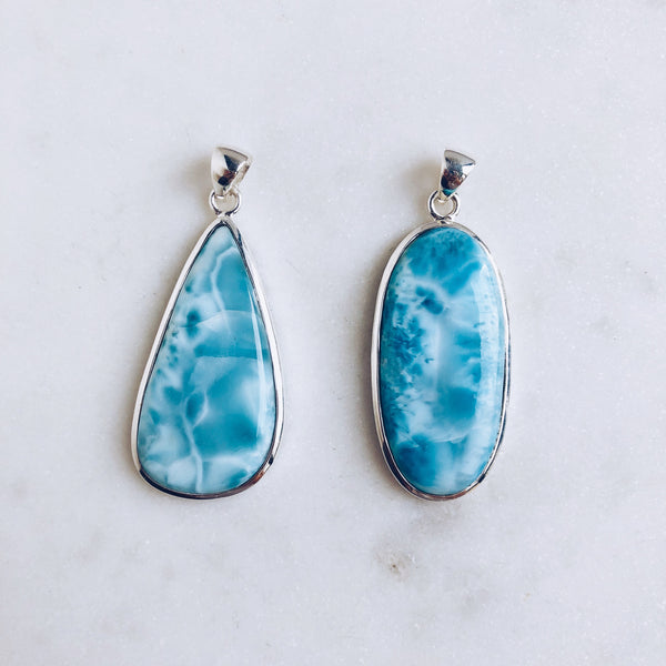Larimar Pendant in 925 Sterling Silver - Crystal Of A Kind